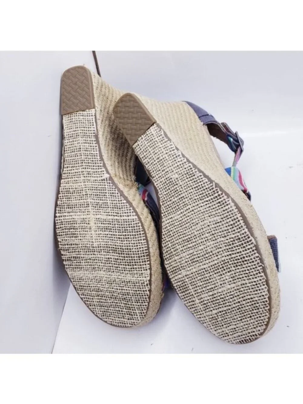 Toms Sienna Serape Wedge Heel Platform Ankle Strap Sandals Women's Size 9